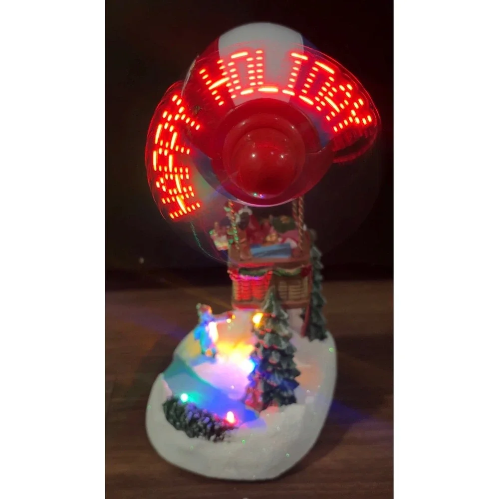 Vtg Elite Holiday Santa Blimp Animated Christmas Village LED Lighted Propeller